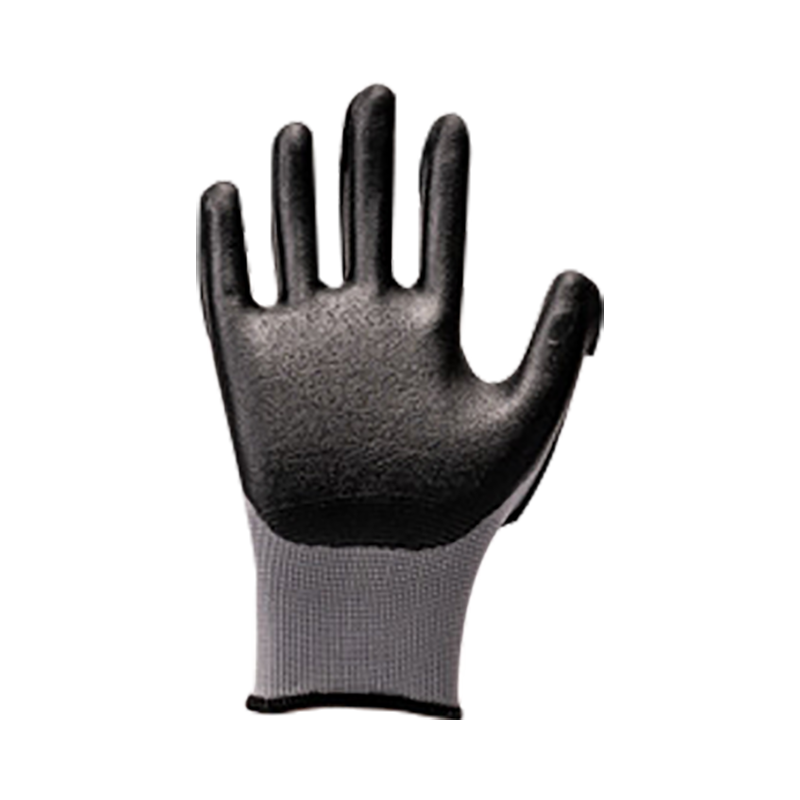 13G HPPE/glass/steel fiber liner with foam nitrile coating， sewing PVC on back