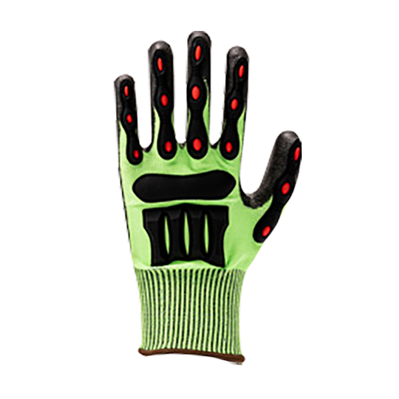 15G HPPE/glass fiber liner with foam nitrile coating， silicone impact on back