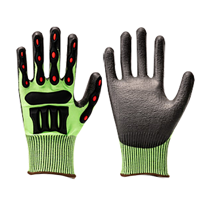 15G HPPE/glass fiber liner with foam nitrile coating， silicone impact on back