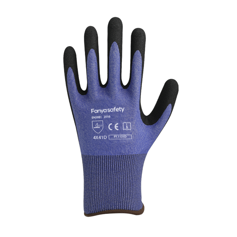 21G HPPE/steel fiber liner with sandy nitrile coating