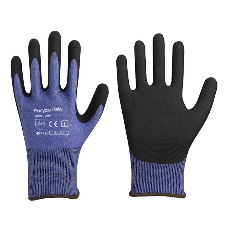 21G HPPE/steel fiber liner with sandy nitrile coating